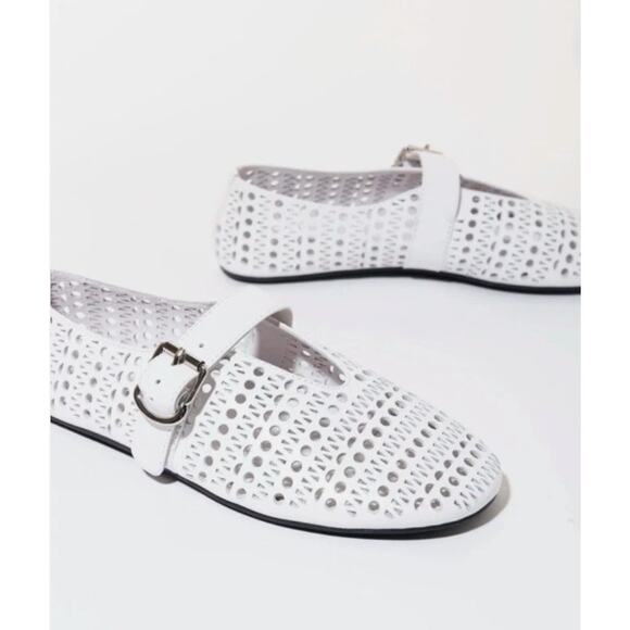 NEW Anthropologie Jeffrey Campbell Mary Jane Shelly Flats in WHITE - Picture 1 of 6
